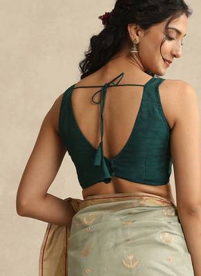Green pure chanderi silk blouse 2