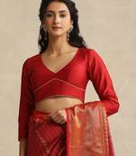 Red pure chanderi silk blouse