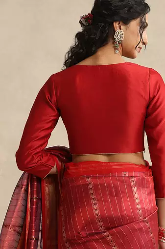 Red pure chanderi silk blouse
