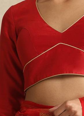 Red pure chanderi silk blouse 4