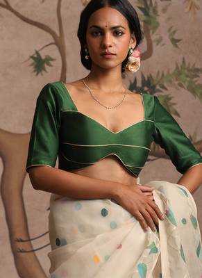 Green pure chanderi silk blouse 1