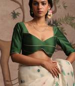 Green pure chanderi silk blouse