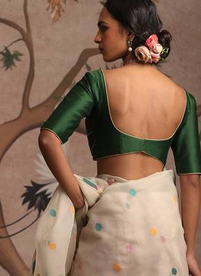 Green pure chanderi silk blouse 2