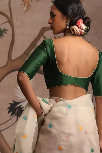 Green pure chanderi silk blouse