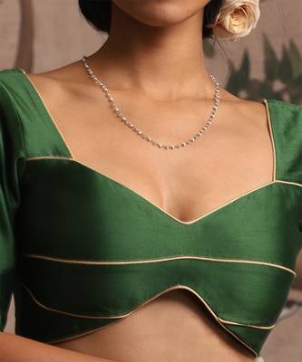 Green pure chanderi silk blouse 4