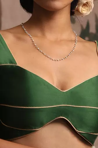 Green pure chanderi silk blouse