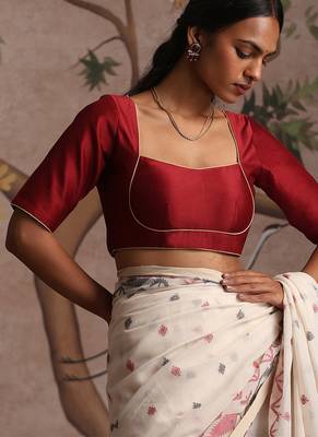Red pure chanderi silk blouse 1
