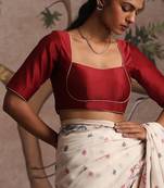 Red pure chanderi silk blouse