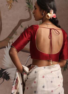 Red pure chanderi silk blouse 2