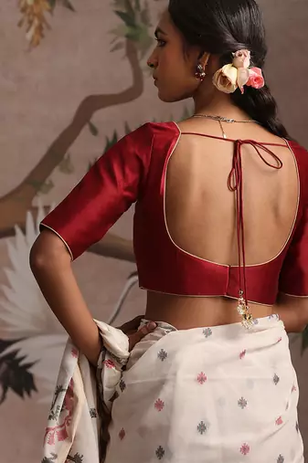 Red pure chanderi silk blouse