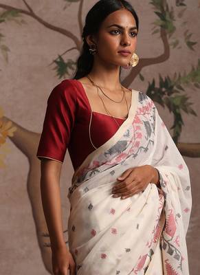 Red pure chanderi silk blouse 3