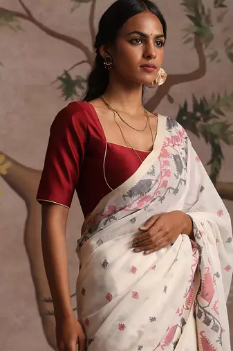 Red pure chanderi silk blouse