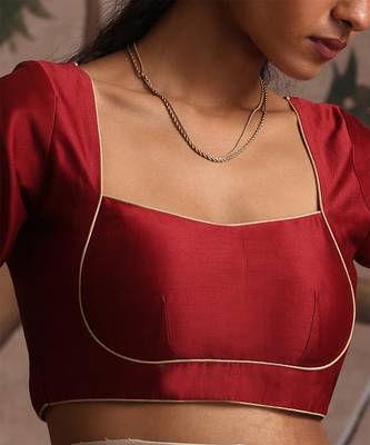 Red pure chanderi silk blouse 4