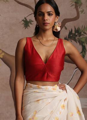 Red pure chanderi silk blouse 1