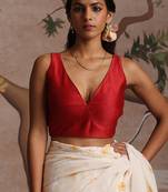 Red pure chanderi silk blouse