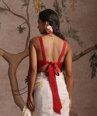 Red pure chanderi silk blouse 2
