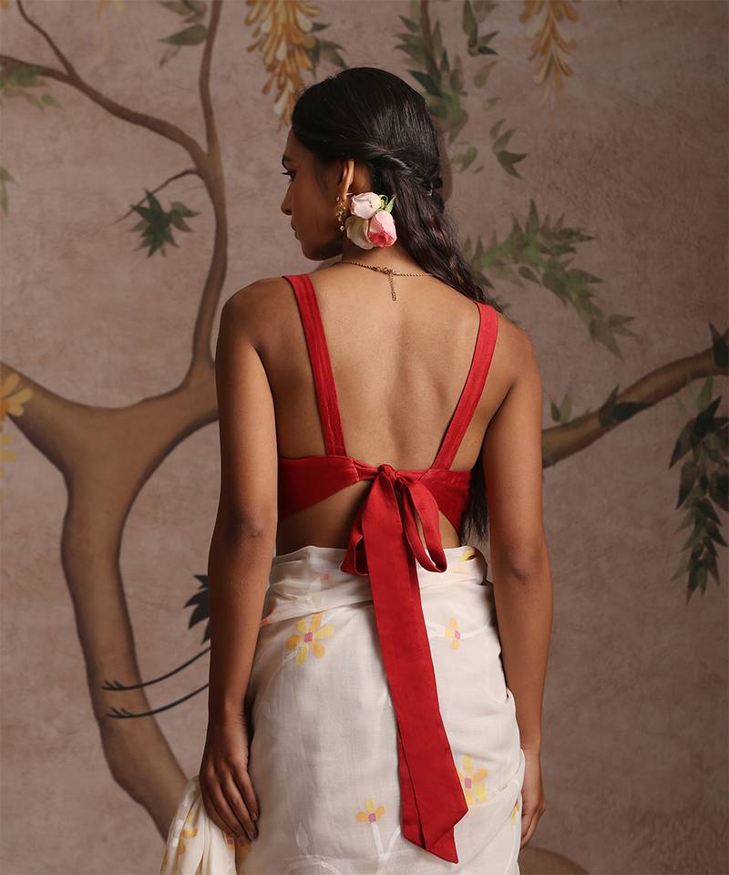 Red pure chanderi silk blouse
