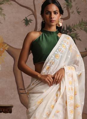 Green pure chanderi silk blouse 3