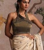 Black and gold tissue chanderi blouse