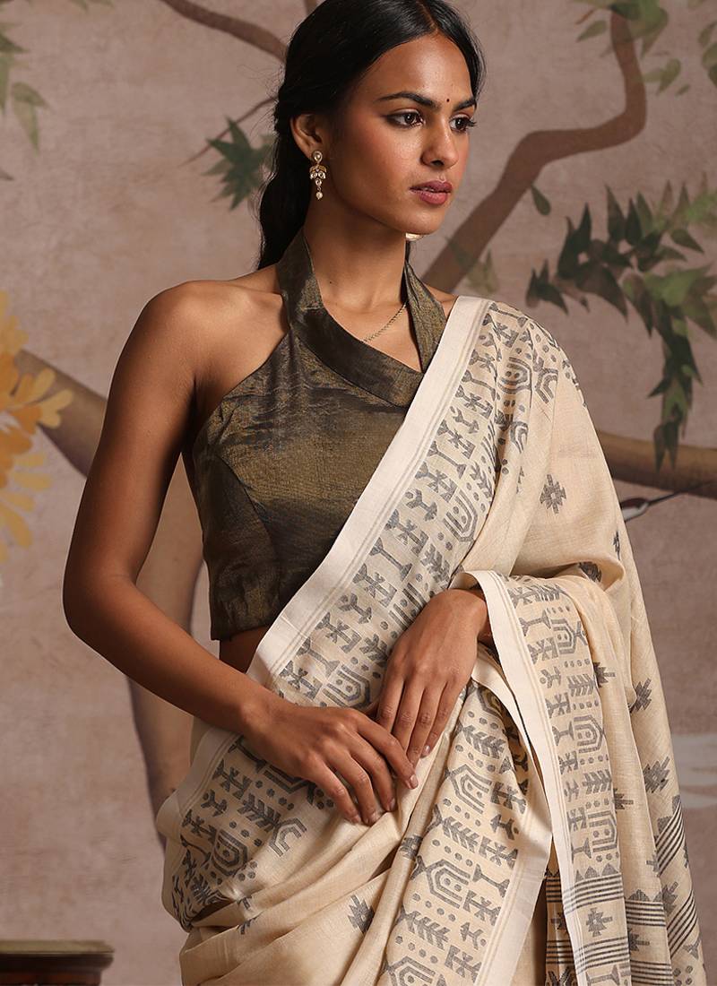 Black and gold tissue chanderi blouse