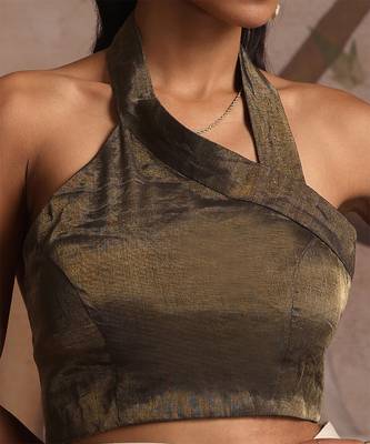 Black and gold tissue chanderi blouse 4