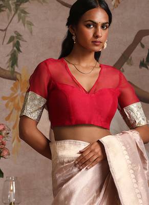 Hot pink pure organza silk blouse 1