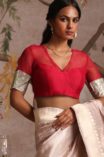 Hot pink pure organza silk blouse