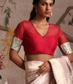 Hot pink pure organza silk blouse