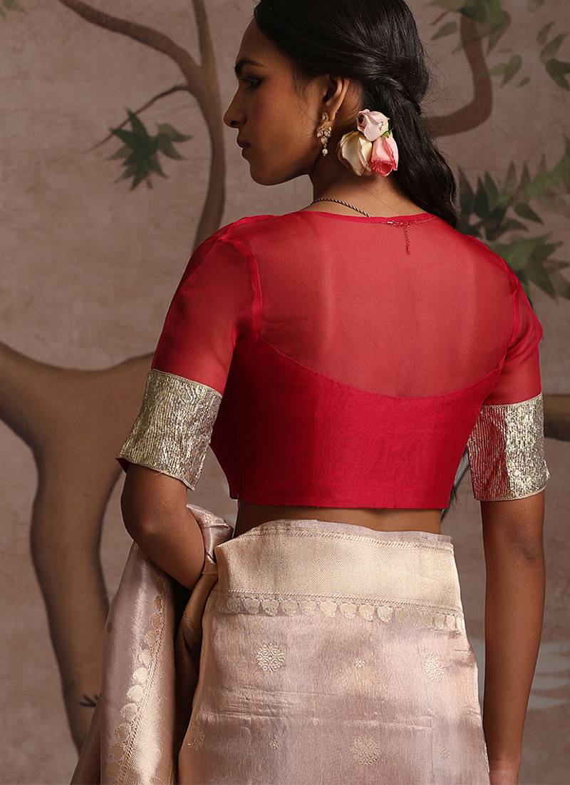 Hot pink pure organza silk blouse