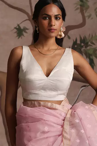 White and silver tissue blouse