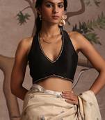Black pure chanderi silk blouse