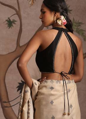 Black pure chanderi silk blouse 2
