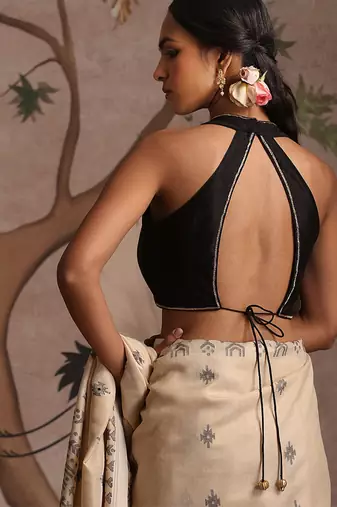 Black pure chanderi silk blouse