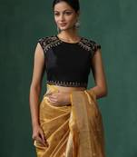 Black embroidered pure silk blouse