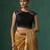 Black embroidered pure silk blouse