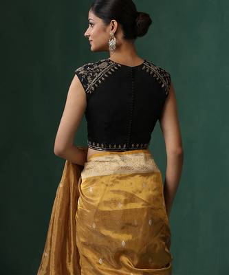 Black embroidered pure silk blouse 3