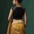 Black embroidered pure silk blouse