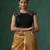 Black embroidered pure silk blouse