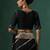 Black embroidered pure silk blouse