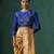 Blue embroidered raw silk blouse