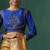 Blue embroidered raw silk blouse