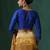 Blue embroidered raw silk blouse