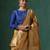 Blue embroidered raw silk blouse