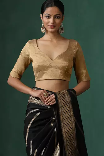 Golden pure tissue silk blouse