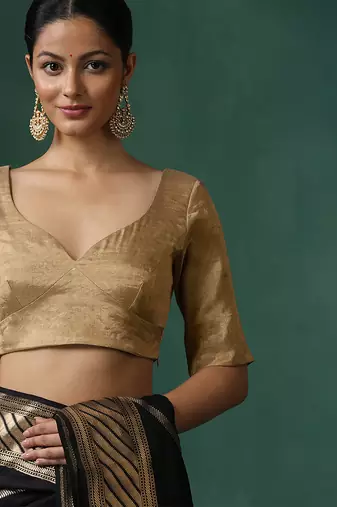 Golden pure tissue silk blouse