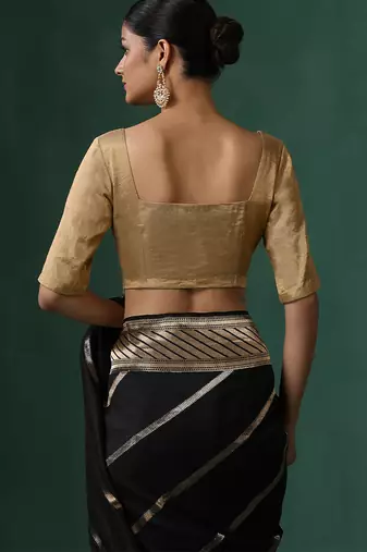 Golden pure tissue silk blouse