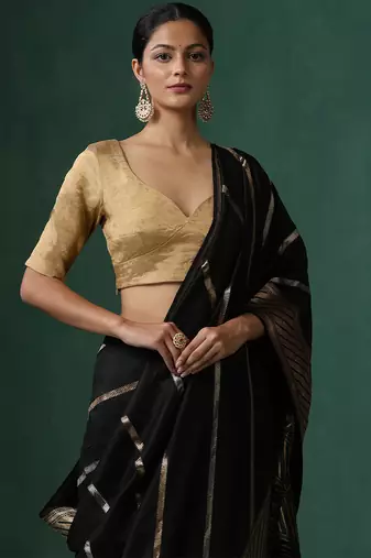 Golden pure tissue silk blouse