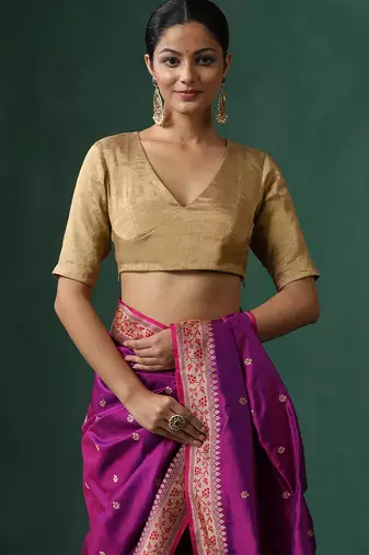 Golden pure tissue silk blouse