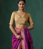 Golden pure tissue silk blouse