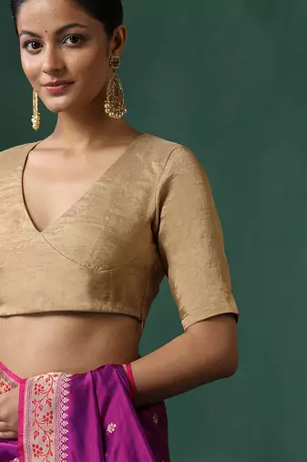 Golden pure tissue silk blouse